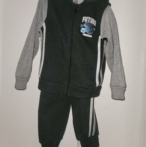 Tuff Guys Boys 3T 3pc sweatshirt, sweats, and zip-up hooded vest outfit LN